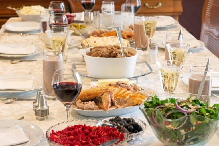 What is Thanksgiving for? This dining table full of food is part of the answer