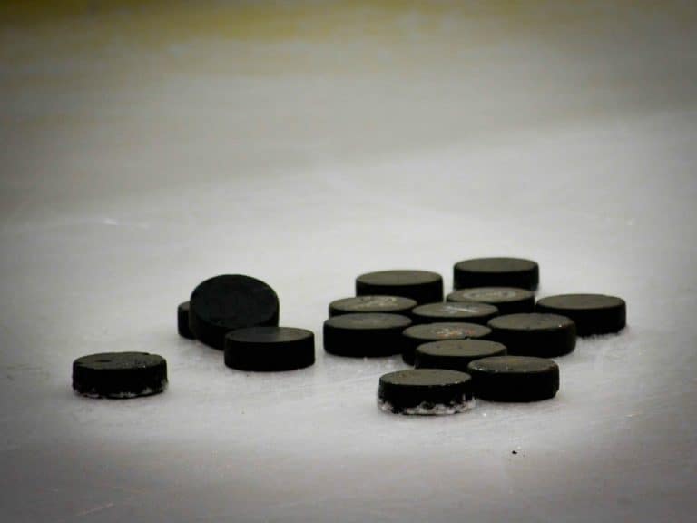 These hockey pucks may have something to do with NHL trivia