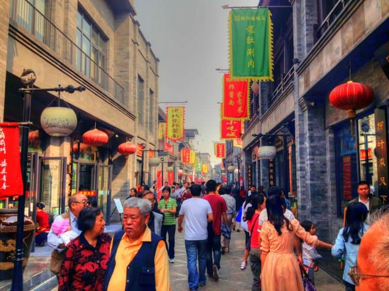 Chinese demographics are partly captured by this Beijing street scene