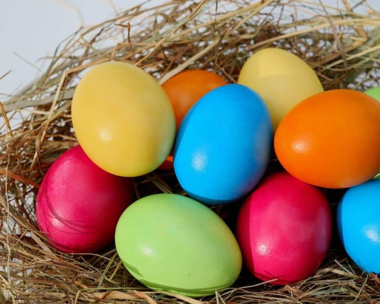What is Easter about? Colored Easter eggs as shown here