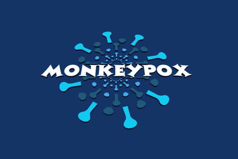 The word monkeypox written inside a viral particle