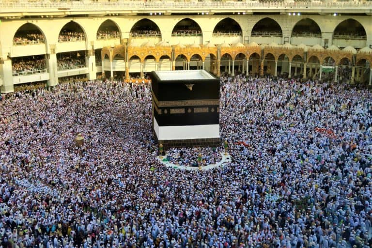 Why is the hajj important? The holy mosque and Kaaba in Mecca, shown here, are part of the answer