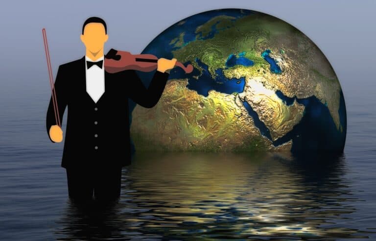 What is Eurovision? This man with a violin in front of a European map may have the answer