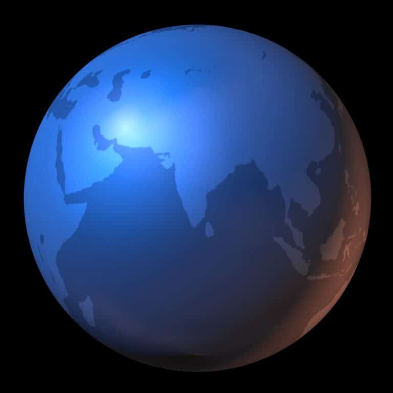 A globe showing India-Pakistan, where the Hindi vs Urdu debate exists
