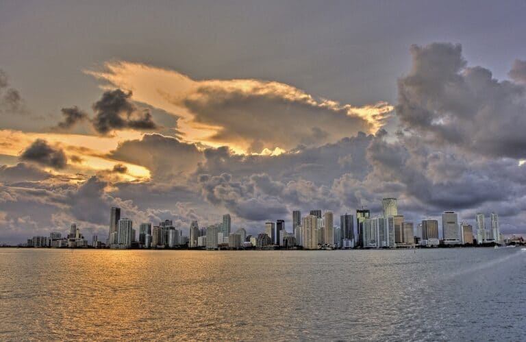 A view of the Miami skyline from the water