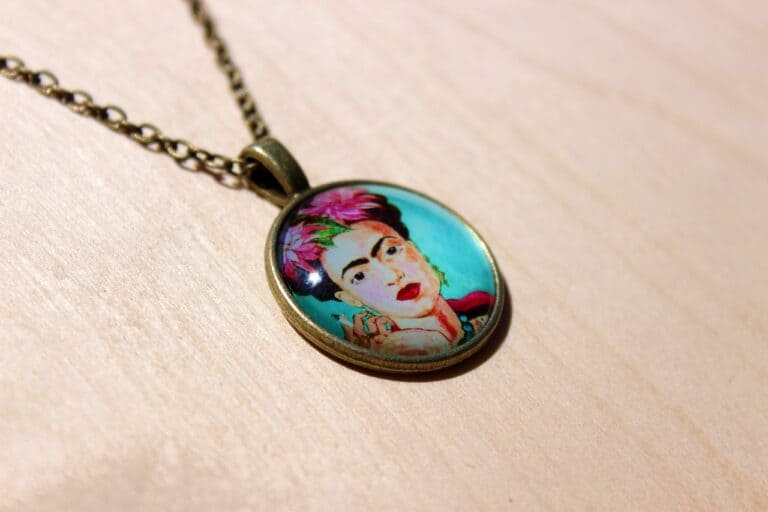 A locket with a picture of Frida Kahlo