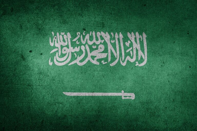 One of the facts about Saudi Arabia is its green flag, shown here