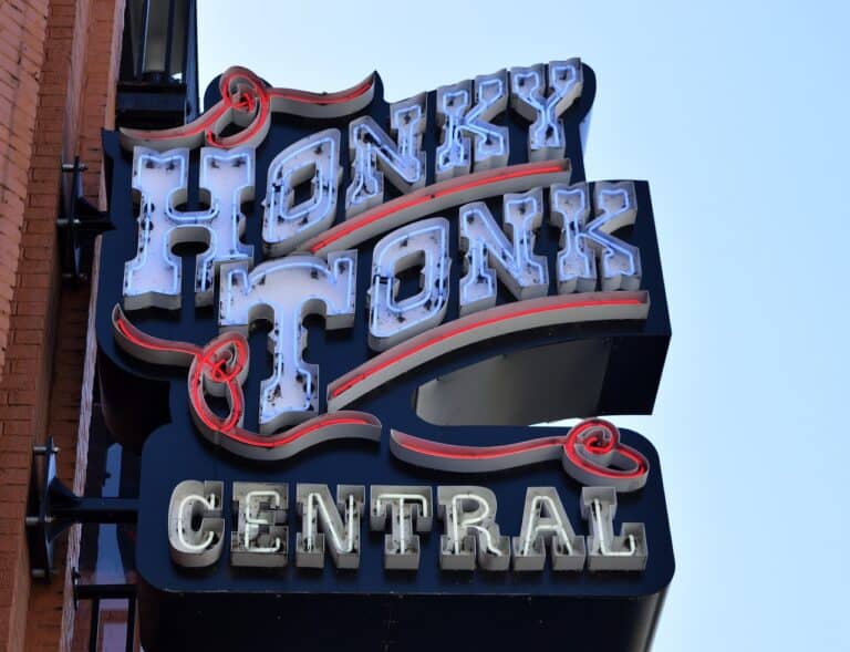 A sign saying Honky Tonk Central, which is surprisingly not one of Nashville's nicknames