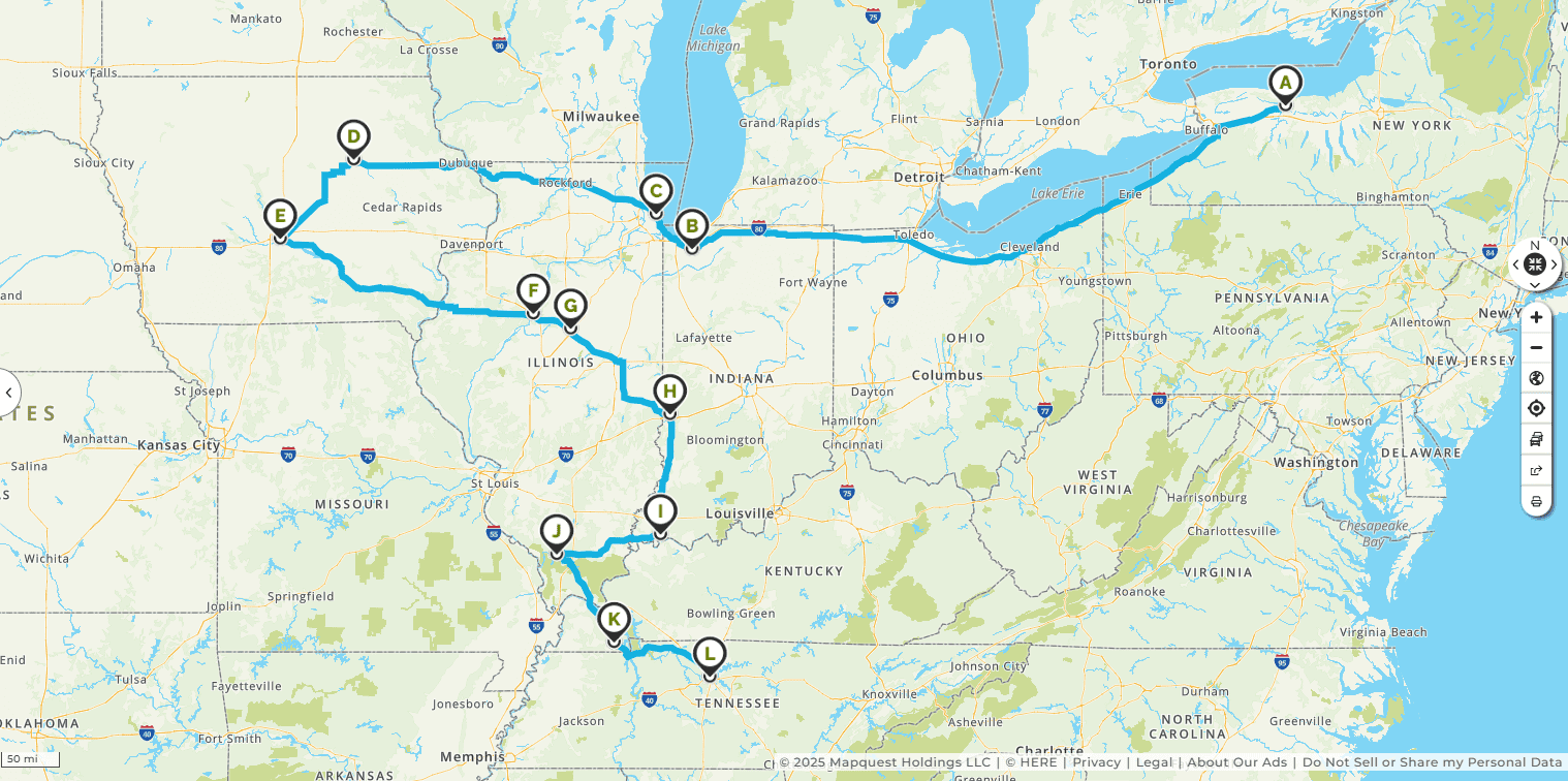 A road trip through the Midwest and South