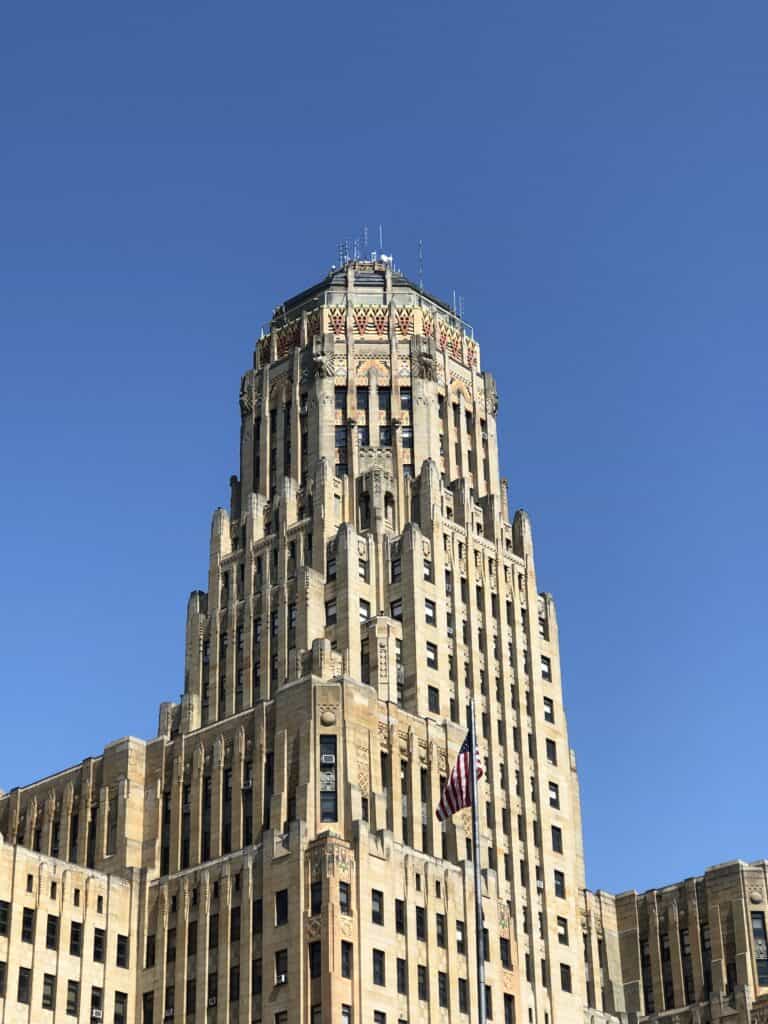 Buffalo City Hall, which has "overseen" the best songs from Buffalo