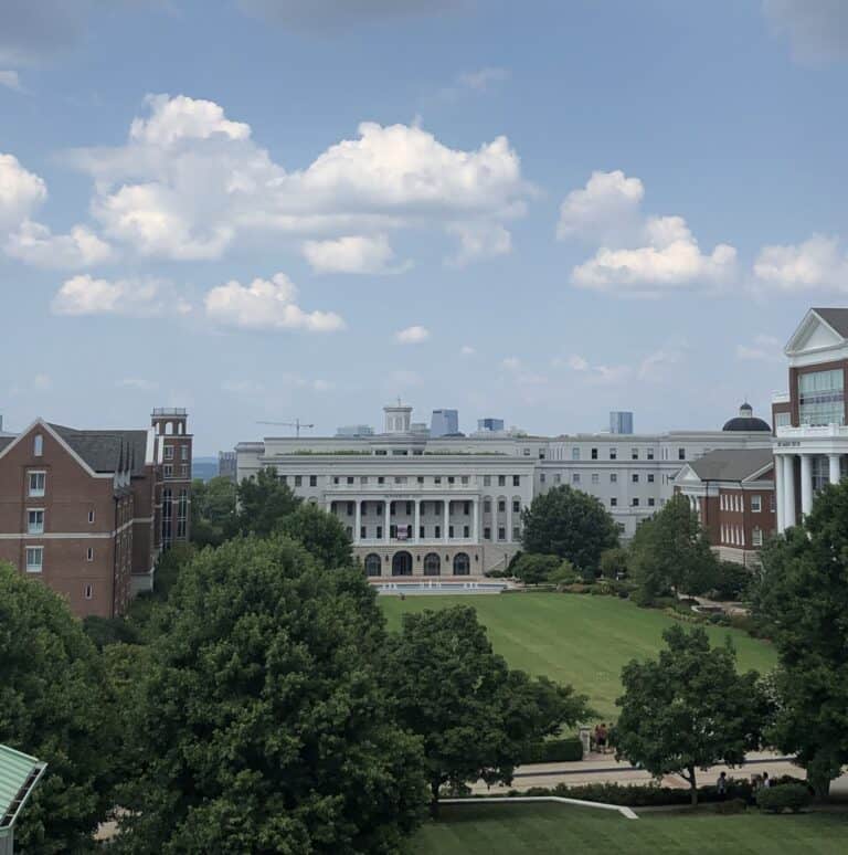 Belmont University with Nashville in the background