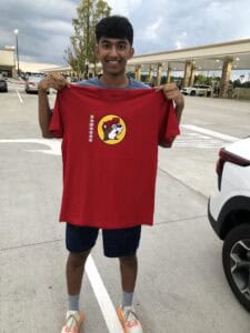 A red Buc-ee's T-shirt