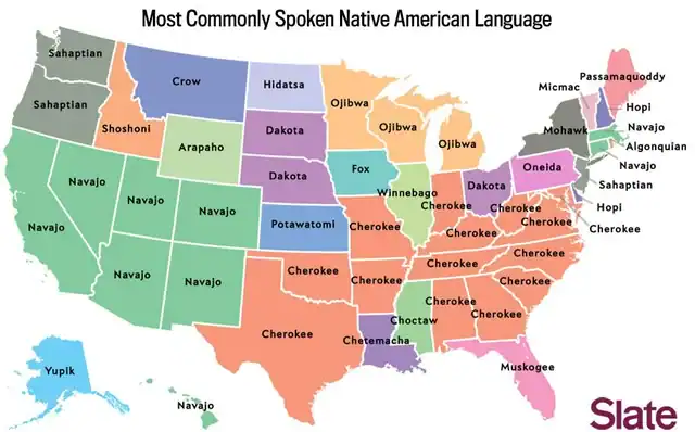 Most commonly spoken Native American language by state