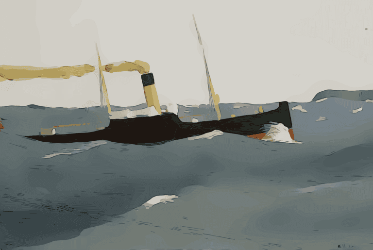 A Great Lakes freighter resembling the Edmund Fitzgerald