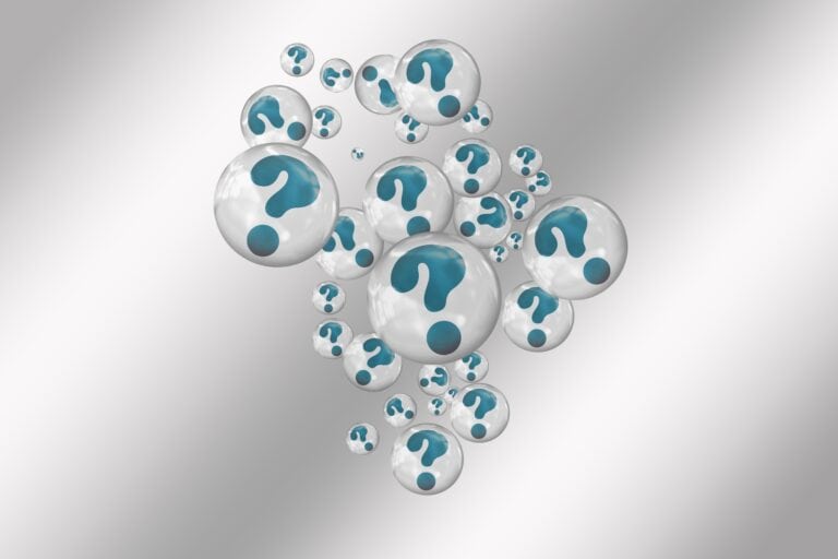 Question marks in bubbles