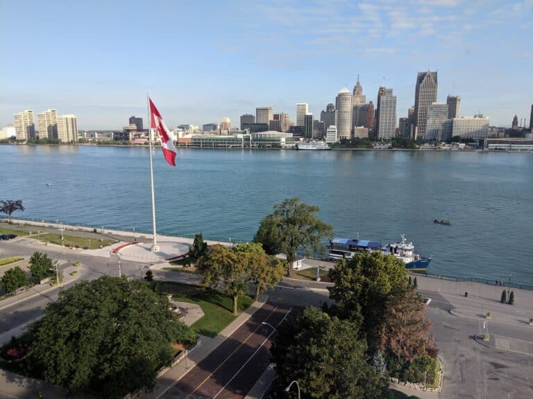 The Detroit River, as seen from Windsor, Ontario