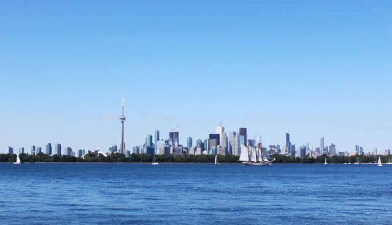 Lake America, with the skyline of Toronto in the background