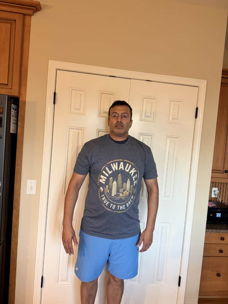 A man in a Milwaukee shirt